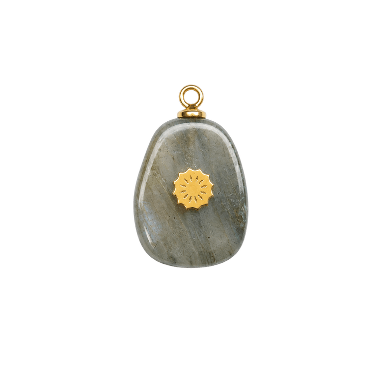 Charm Pierre ornée labradorite, lotus
